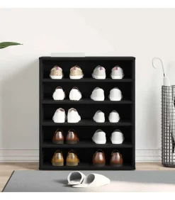 Schoenenkast met plank Zwart eiken 60 x 35 x 70 cm Bewerkt hout