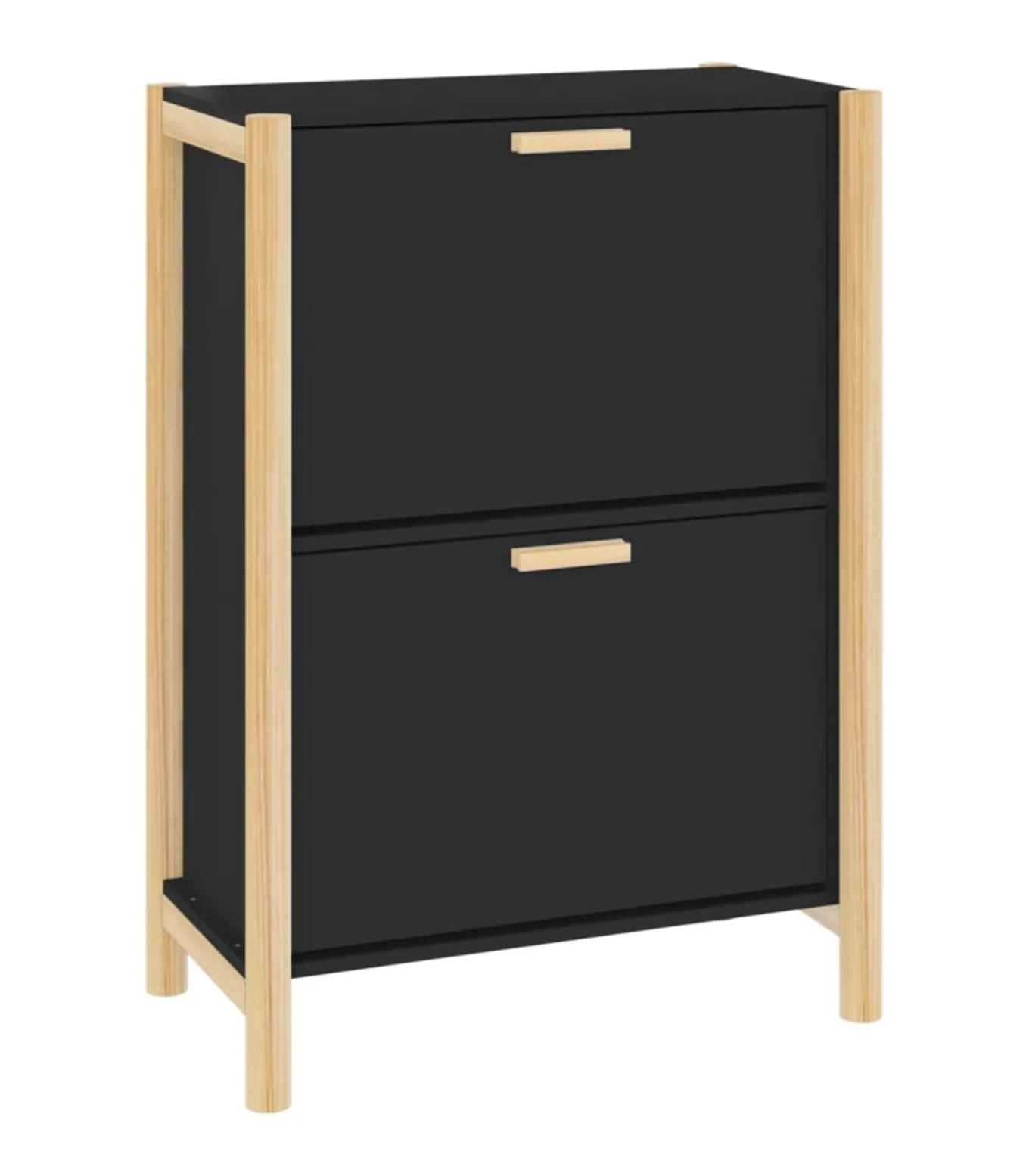 Schoenenkast 57,5x33x80 cm bewerkt hout zwart