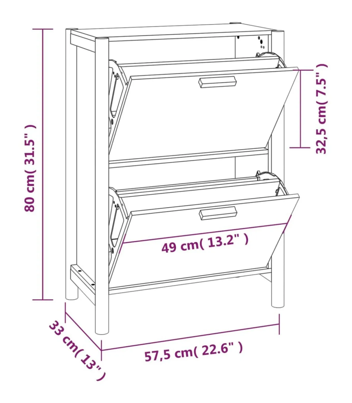 Schoenenkast 57,5x33x80 cm bewerkt hout zwart