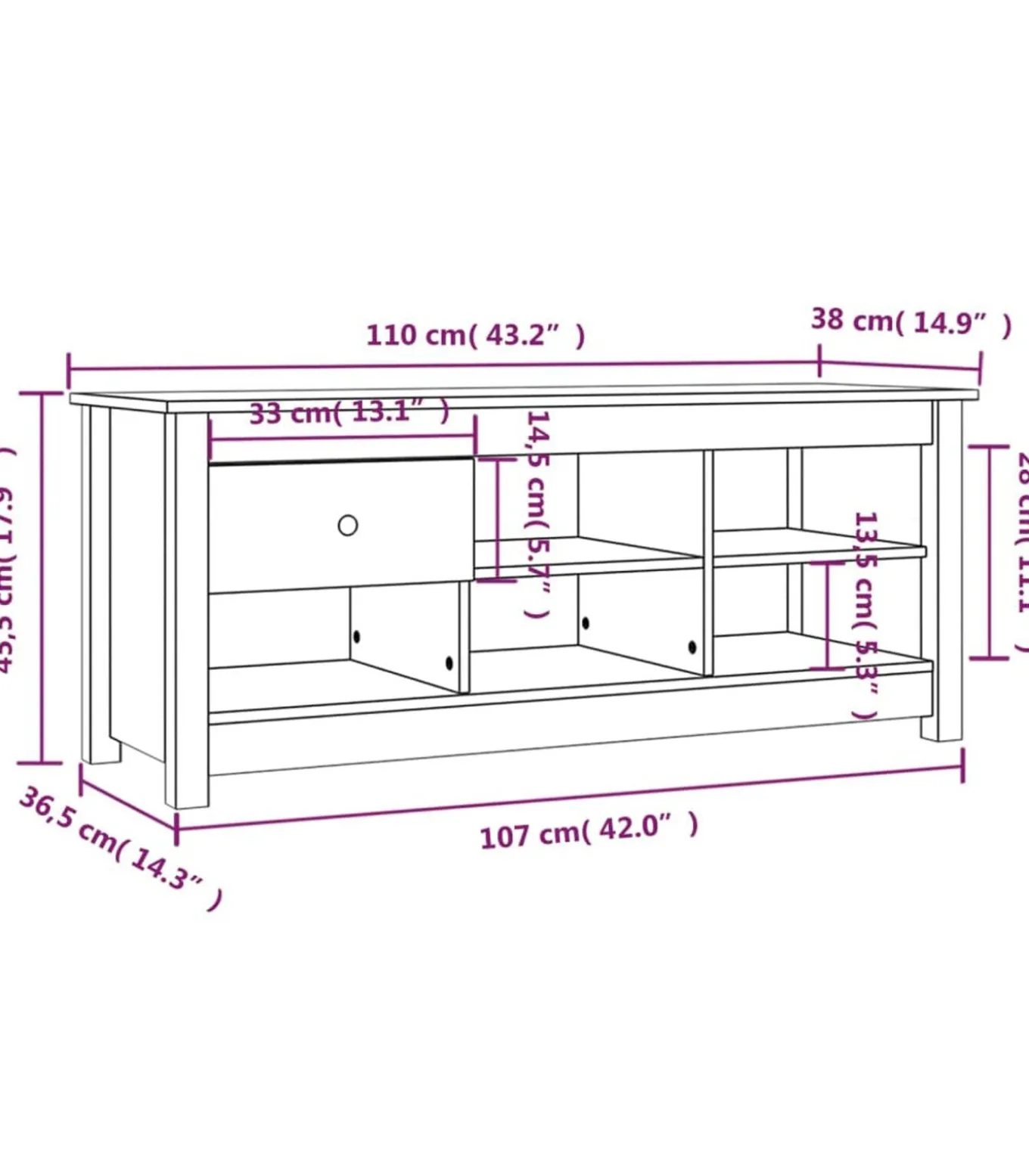 Schoenenkast 110x38x45,5 cm massief grenenhout zwart
