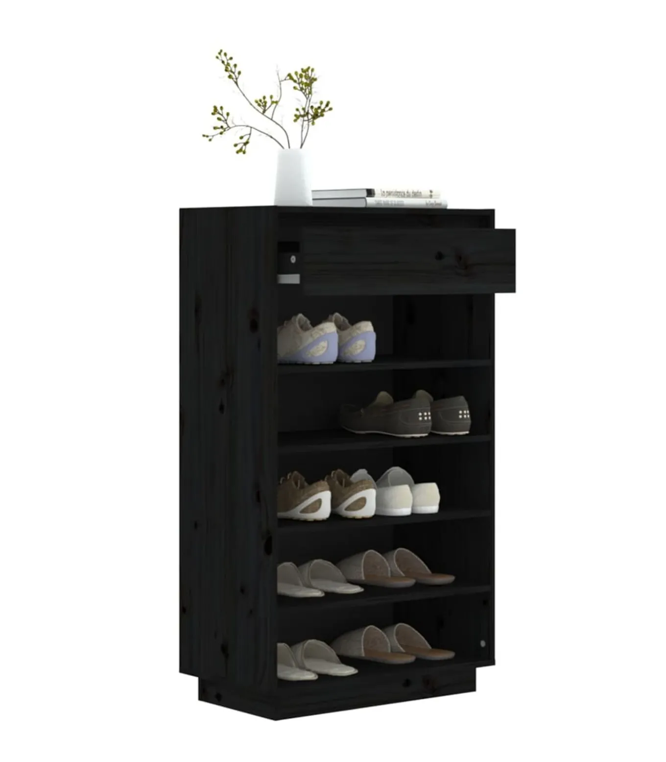 Schoenenkast 60x34x105 cm massief grenenhout zwart