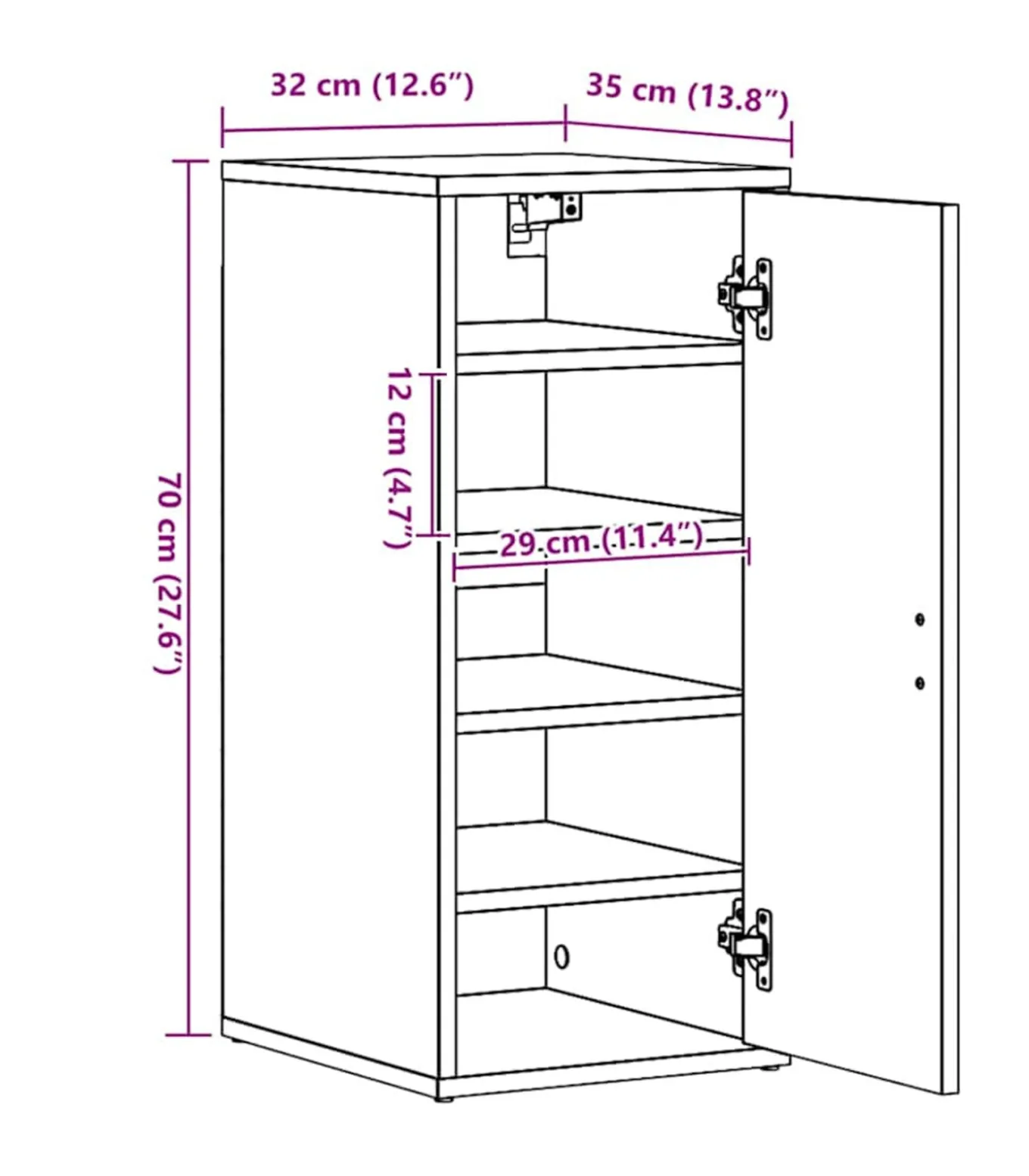 Schoenenkast 32x35x70 cm spaanplaat zwart eikenkleurig
