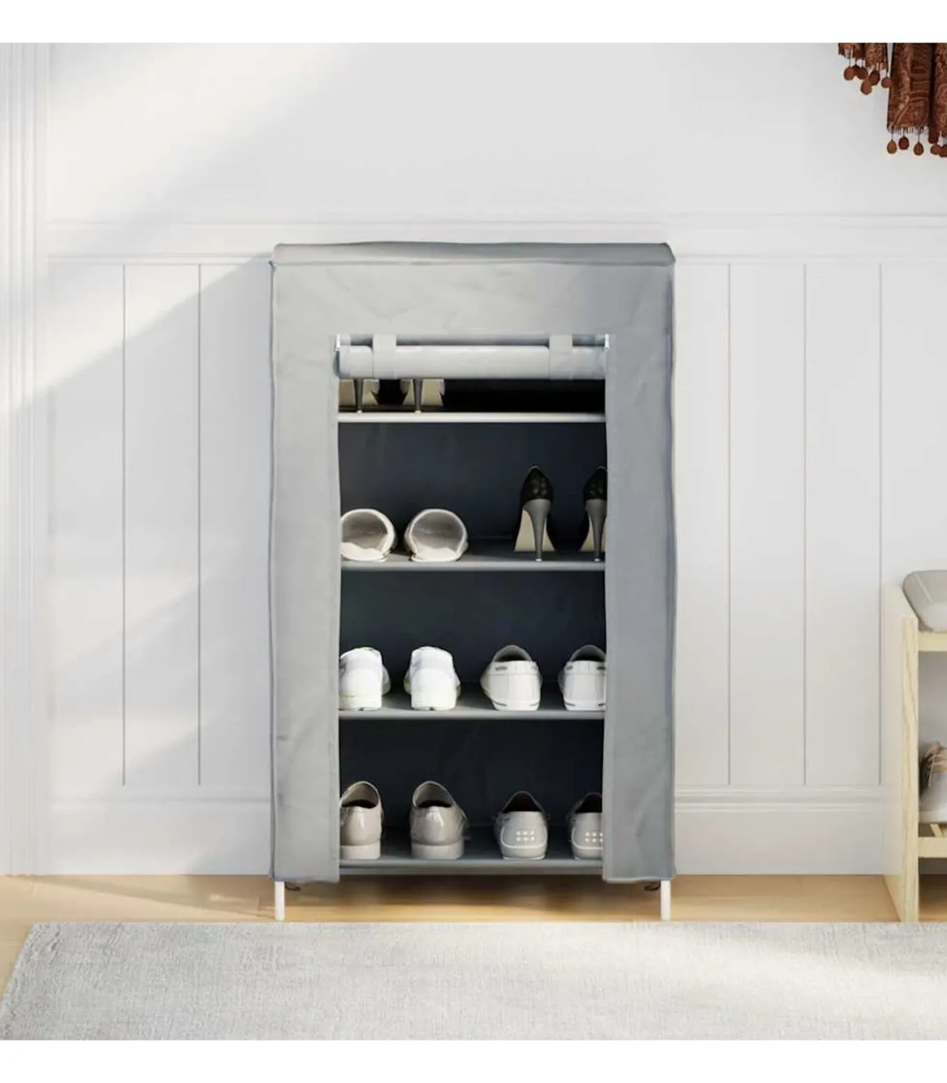 Schoenenkast 60,5x30x97 cm vliesvlies grijs