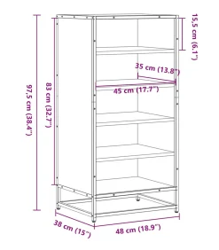 Schoenenrek 48x38x97,5 cm bewerkt hout sonoma eikenkleurig