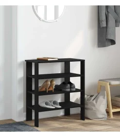 Schoenenrek 61x32x70 cm bewerkt hout zwart
