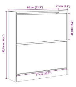 Schoenkast met opslag Oud hout 80 x 21 x 87.5 cm Bewerkt hout