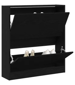 Schoenkast Zwart eiken 80 x 21 x 87.5 cm Bewerkt hout