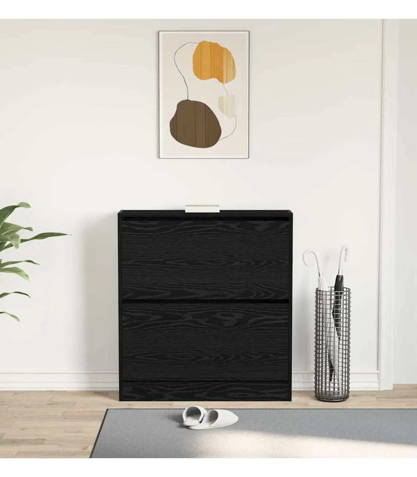 Schoenkast Zwart eiken 80 x 21 x 87.5 cm Bewerkt hout