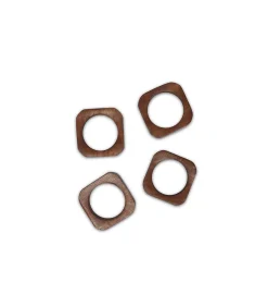 Servetring 4,5x4,5cm vierkant hout Moku - set/4