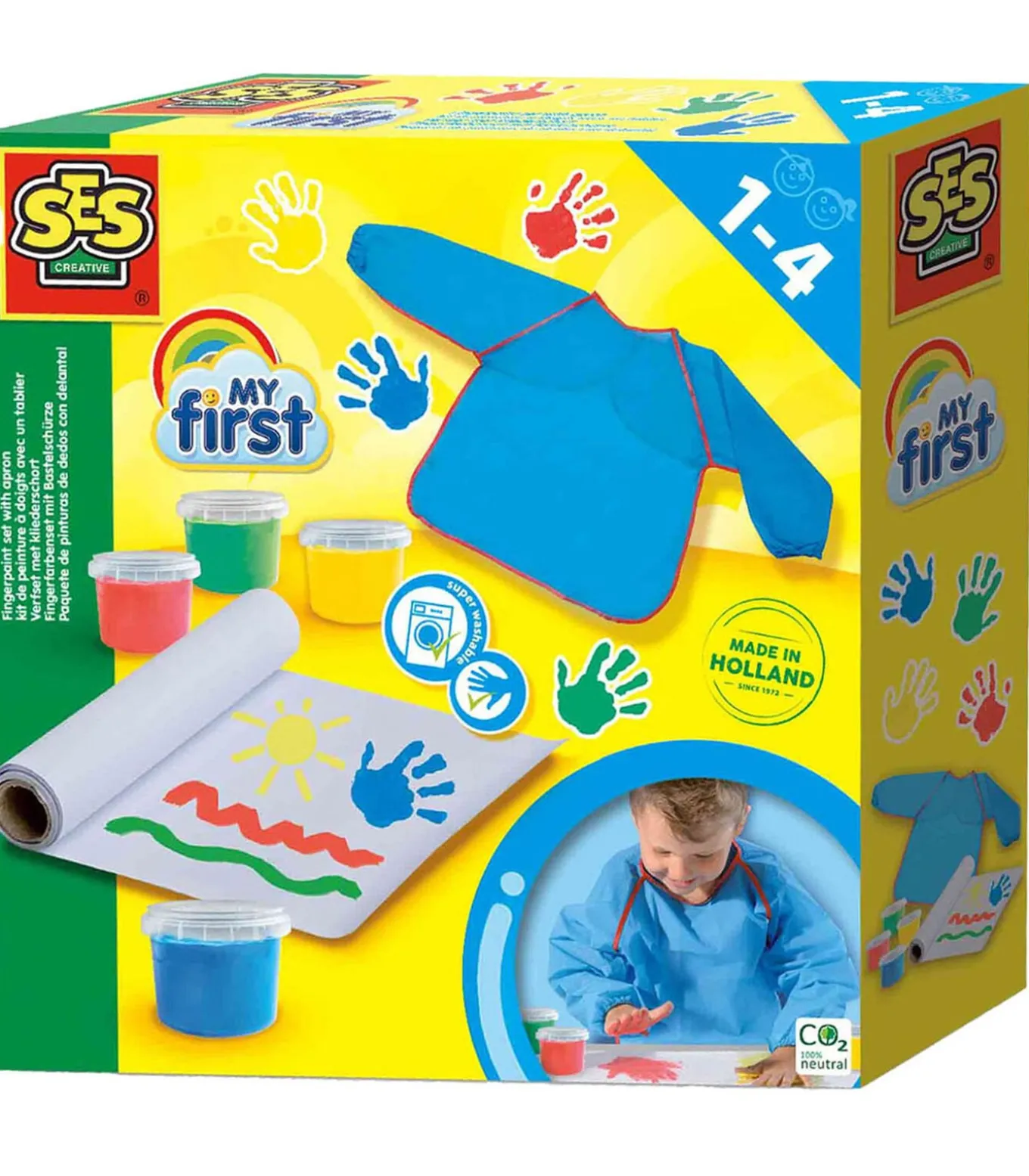 Ses vingerverf set met schort - My First - Creatief speelgoed voor peuters