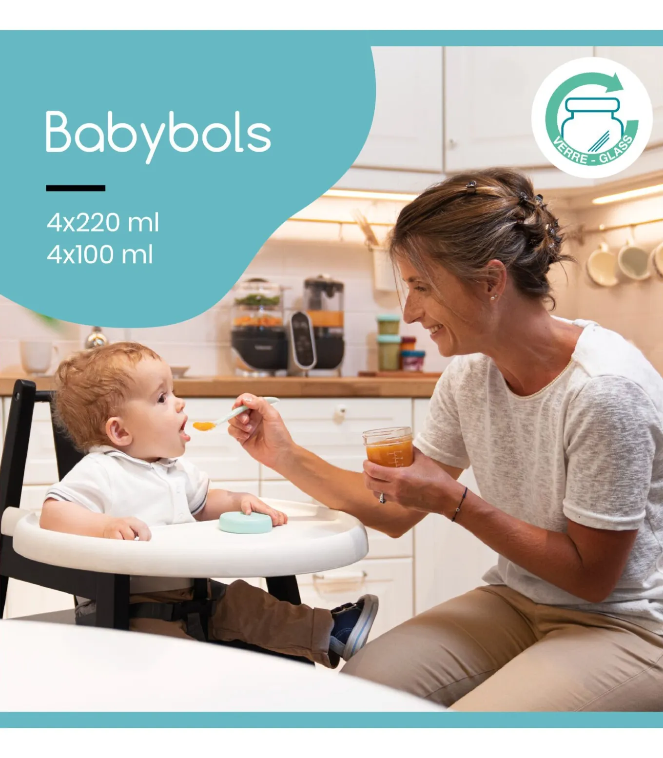 Set van 4 glazen Potjes met Deksel