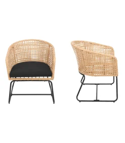 Set van 2 kunststof rotan fauteuils met kussens RINA