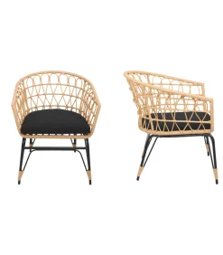 Set van 2 kunststof rotan fauteuils met kussens AIKO