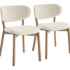 Set van 2 stoelen AURA beige lusstof en licht hout