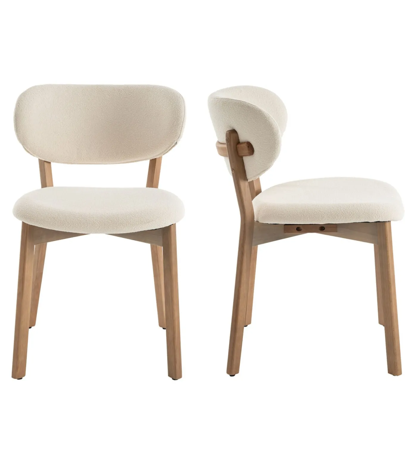 Set van 2 stoelen AURA beige lusstof en licht hout