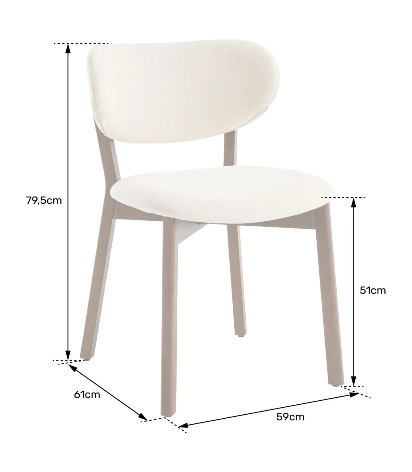Set van 2 stoelen AURA beige lusstof en licht hout