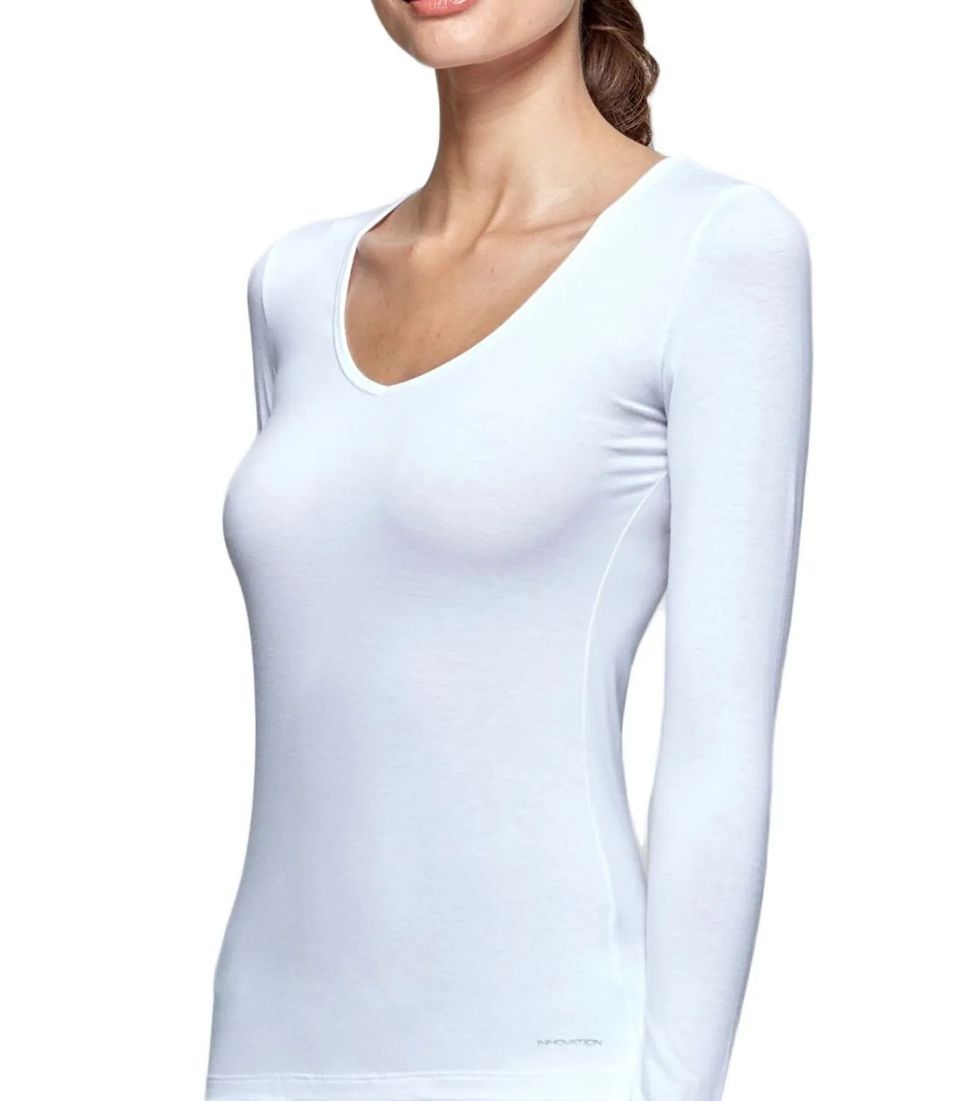 Shirt met V-hals en lange mouwen met innovatieve temperatuurregeling