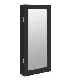 Sieradenkast met spiegel wandgemonteerd 30x8,5x67 cm zwart