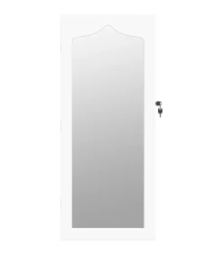 Sieradenkast met spiegel wandgemonteerd 37,5x10x90 cm wit