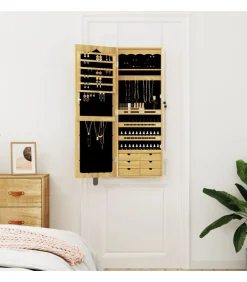 Sieradenkast met spiegel wandgemonteerd 37,5x10x106 cm