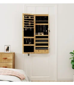 Sieradenkast met spiegel en LED wandgemonteerd