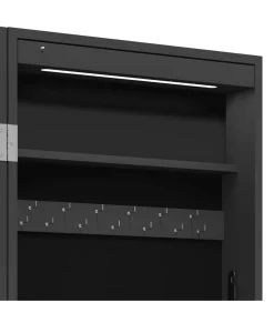 Sieradenkast met spiegel en LED wandgemonteerd zwart