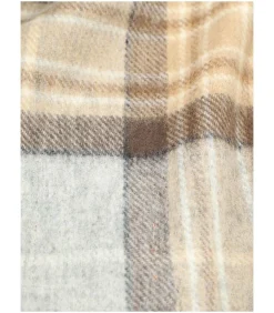 Sjaal Ruit Merino Wol Beige Blauw