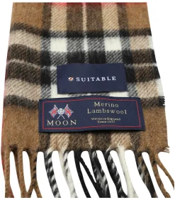 Sjaal Ruit Merino Wol Beige