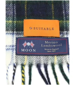 Sjaal Ruit Merino Wol Navy Multicolour