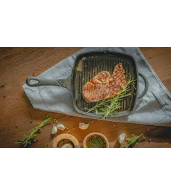 Skillet - Grillpan - Gietijzer - 23 x 23 cm - zonder anti-aanbaklaag