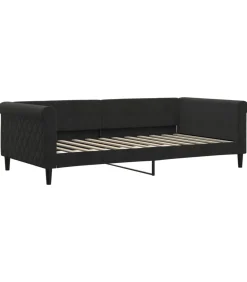 Slaapbank met onderschuifbed en lades 100x200 cm fluweel zwart