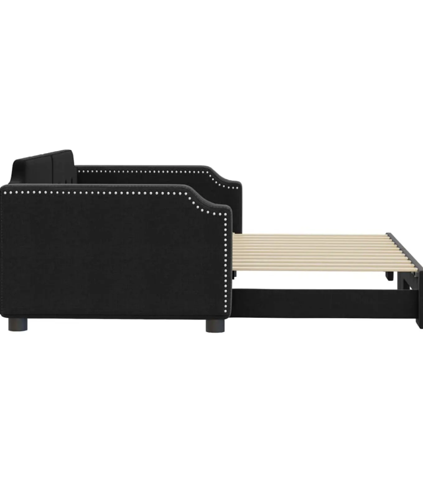 Slaapbank met onderschuifbed 100x200 cm stof zwart