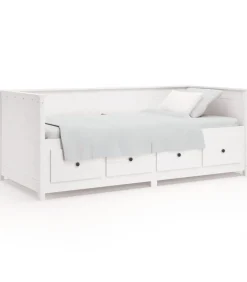 Slaapbank zonder matras 100x200 cm massief grenenhout wit