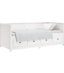 Slaapbank zonder matras 100x200 cm massief grenenhout wit