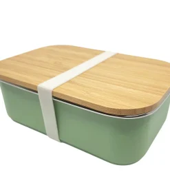 Smikkels lunchbox RVS met bamboe deksel groen 900ml - duurzame broodtrommel
