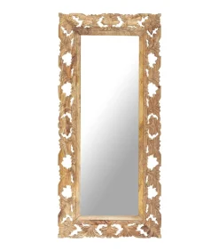 Spiegel handgesneden 110x50 cm massief mangohout bruin