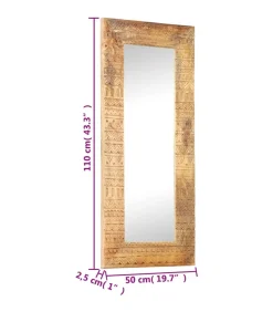 Spiegel handgesneden 110x50x2,5 cm massief mangohout