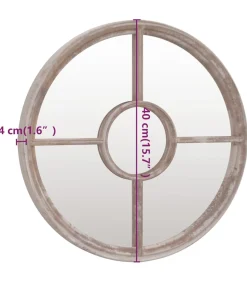 Spiegel rond 40x4 cm ijzer zandkleurig