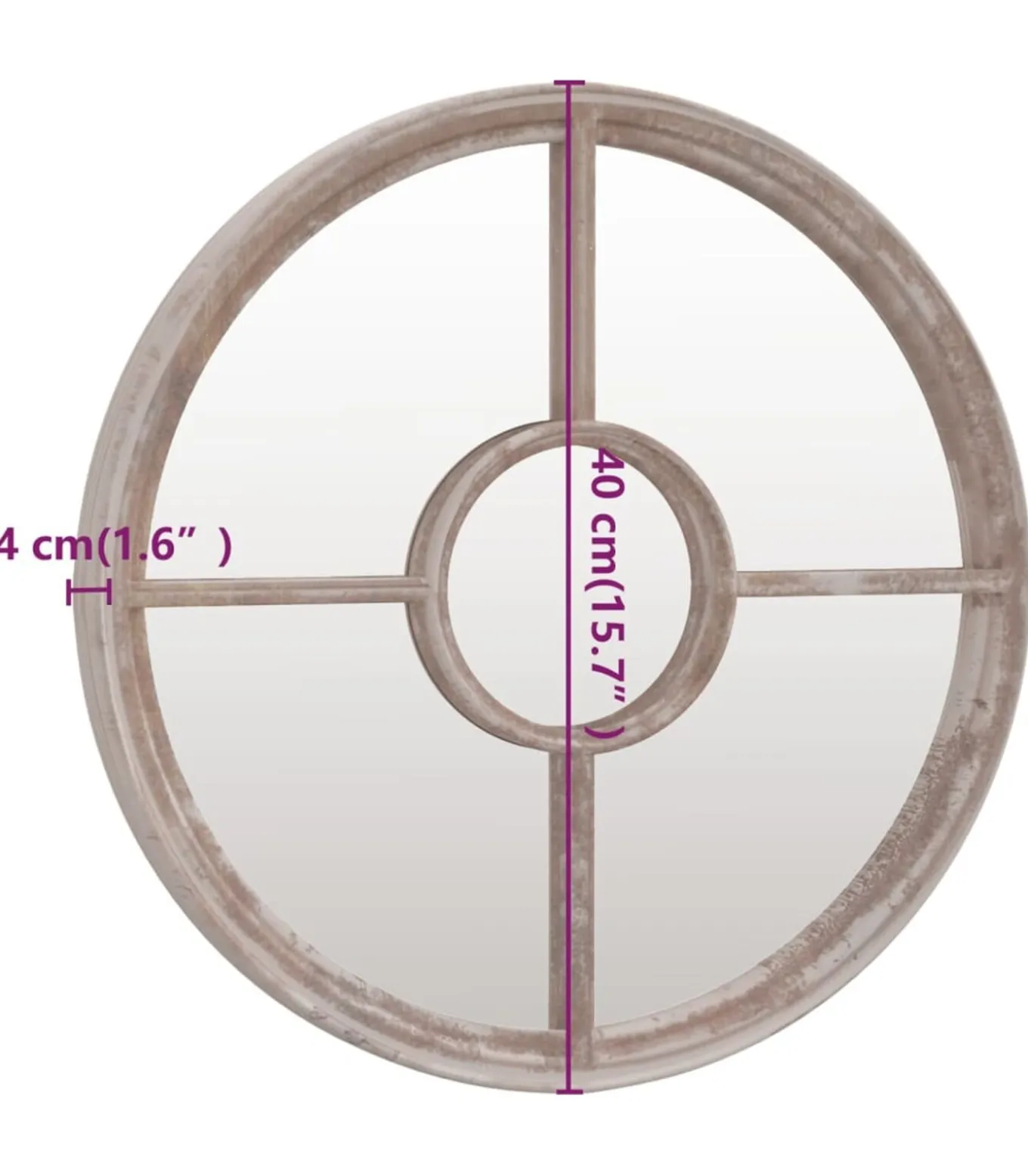 Spiegel rond 40x4 cm ijzer zandkleurig