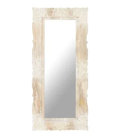 Spiegel 110x50 cm massief mangohout wit