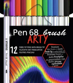 Stabilo brush viltstiften - ARTY etui met 12 kleuren premium penseelpunt