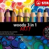 Stabilo kleurpotlood woody 3-in-1 ARTY etui 10 kleuren met puntenslijper