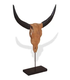 Stierenbeeld 66x15x88 cm teakhout