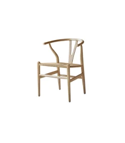 Stoel van licht massief teakhout met vlechtwerk Blaise