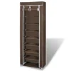 Stoffen schoenenrek met hoes 162 x 57 x 29 cm bruin