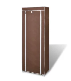 Stoffen schoenenrek met hoes 162 x 57 x 29 cm bruin