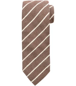 Stropdas Linnen Streep Bruin