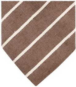 Stropdas Linnen Streep Bruin