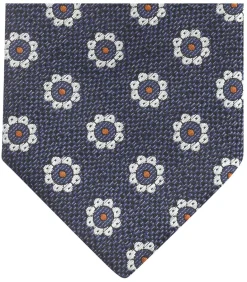 Stropdas Zijde Bloem Navy