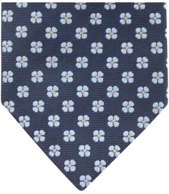 Stropdas Zijde Bloem Navy